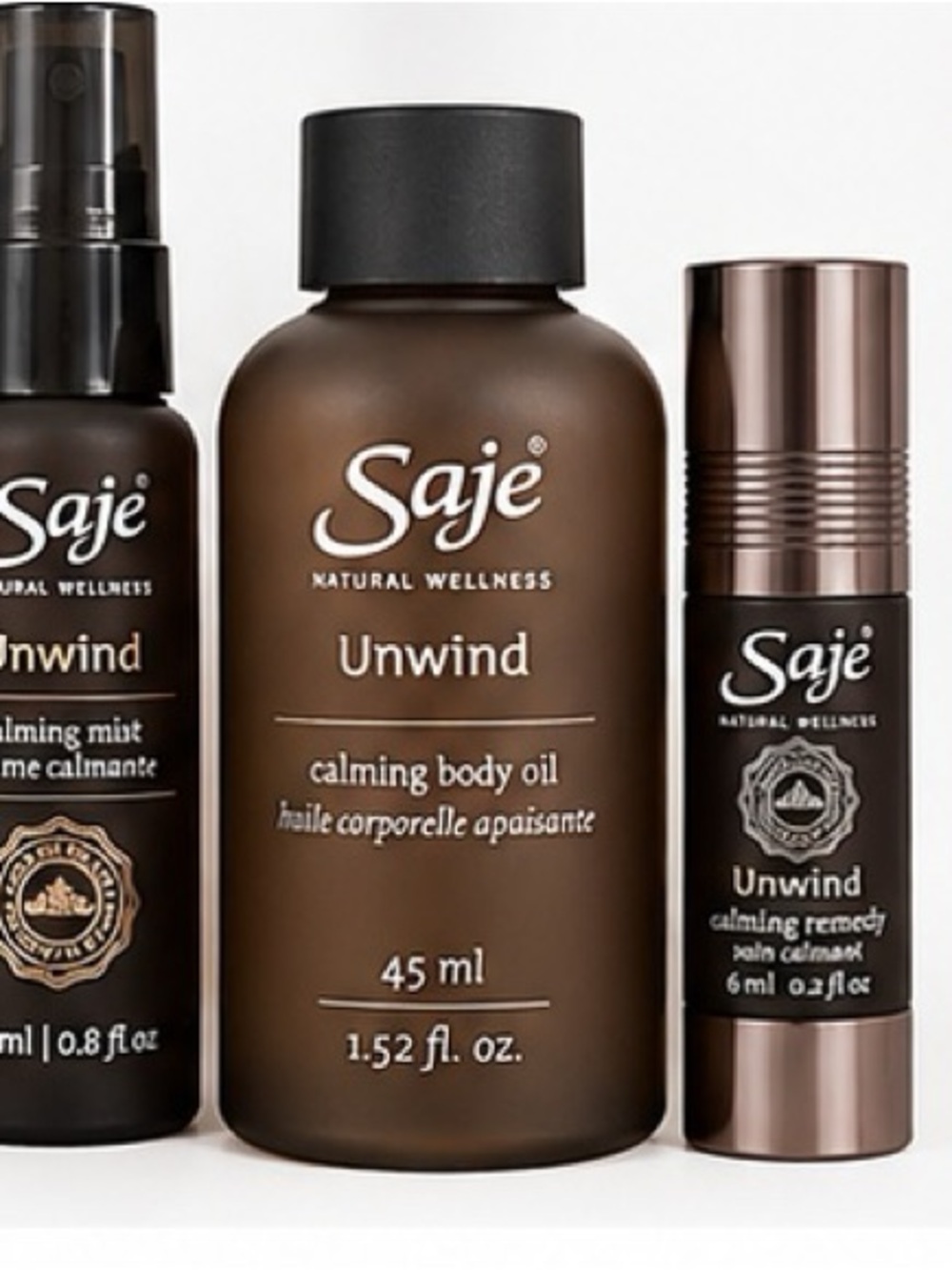 Saje Unwind Calming Body Oil - Brown and Black